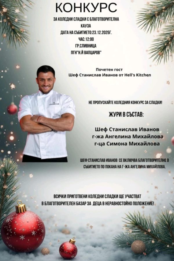 Коледен конкурс за сладки с благотворителна кауза!